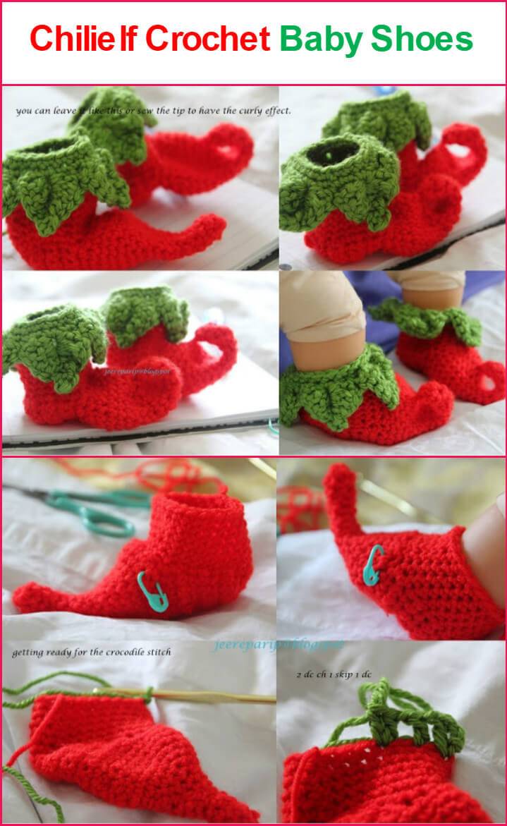 free crochet chillielf baby shoes pattern